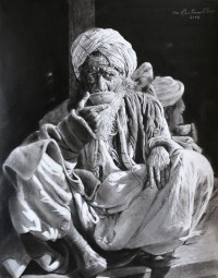 M. Rustam Khan, 14 x 18 Inch, Charcoal On Paper, Figurative Painting, AC-RUK-015